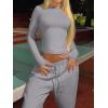 imageANRABESS Womens 2 Piece Sweatsuits Long Sleeve Tight Shirt Tops Joggers Fleece Sweatpants Sets 2024 Fall Sweat Lounge OutfitsGrey