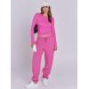 imageANRABESS Womens 2 Piece Sweatsuits Long Sleeve Tight Shirt Tops Joggers Fleece Sweatpants Sets 2024 Fall Sweat Lounge OutfitsHot Pink