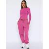 imageANRABESS Womens 2 Piece Sweatsuits Long Sleeve Tight Shirt Tops Joggers Fleece Sweatpants Sets 2024 Fall Sweat Lounge OutfitsHot Pink