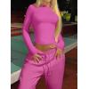 imageANRABESS Womens 2 Piece Sweatsuits Long Sleeve Tight Shirt Tops Joggers Fleece Sweatpants Sets 2024 Fall Sweat Lounge OutfitsHot Pink