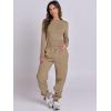 imageANRABESS Womens 2 Piece Sweatsuits Long Sleeve Tight Shirt Tops Joggers Fleece Sweatpants Sets 2024 Fall Sweat Lounge OutfitsKhaki