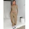 imageANRABESS Womens 2 Piece Sweatsuits Long Sleeve Tight Shirt Tops Joggers Fleece Sweatpants Sets 2024 Fall Sweat Lounge OutfitsKhaki