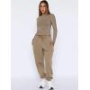 imageANRABESS Womens 2 Piece Sweatsuits Long Sleeve Tight Shirt Tops Joggers Fleece Sweatpants Sets 2024 Fall Sweat Lounge OutfitsKhaki