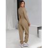 imageANRABESS Womens 2 Piece Sweatsuits Long Sleeve Tight Shirt Tops Joggers Fleece Sweatpants Sets 2024 Fall Sweat Lounge OutfitsKhaki
