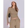 imageANRABESS Womens 2 Piece Sweatsuits Long Sleeve Tight Shirt Tops Joggers Fleece Sweatpants Sets 2024 Fall Sweat Lounge OutfitsKhaki