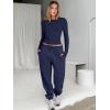 imageANRABESS Womens 2 Piece Sweatsuits Long Sleeve Tight Shirt Tops Joggers Fleece Sweatpants Sets 2024 Fall Sweat Lounge OutfitsNavy Blue