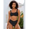 imageANRABESS Womens Bikini Set Tummy Control Push Up Two Piece Swimsuit 2025 Front Ruched Adjustable Strap Mid Waist Bathing SuitBlack