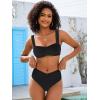 imageANRABESS Womens Bikini Set Tummy Control Push Up Two Piece Swimsuit 2025 Front Ruched Adjustable Strap Mid Waist Bathing SuitBlack