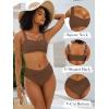 imageANRABESS Womens Bikini Set Tummy Control Push Up Two Piece Swimsuit 2025 Front Ruched Adjustable Strap Mid Waist Bathing SuitBrown