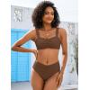 imageANRABESS Womens Bikini Set Tummy Control Push Up Two Piece Swimsuit 2025 Front Ruched Adjustable Strap Mid Waist Bathing SuitBrown