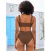 imageANRABESS Womens Bikini Set Tummy Control Push Up Two Piece Swimsuit 2025 Front Ruched Adjustable Strap Mid Waist Bathing SuitBrown