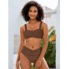 imageANRABESS Womens Bikini Set Tummy Control Push Up Two Piece Swimsuit 2025 Front Ruched Adjustable Strap Mid Waist Bathing SuitBrown