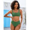 imageANRABESS Womens Bikini Set Tummy Control Push Up Two Piece Swimsuit 2025 Front Ruched Adjustable Strap Mid Waist Bathing SuitGreen
