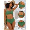 imageANRABESS Womens Bikini Set Tummy Control Push Up Two Piece Swimsuit 2025 Front Ruched Adjustable Strap Mid Waist Bathing SuitGreen