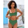 imageANRABESS Womens Bikini Set Tummy Control Push Up Two Piece Swimsuit 2025 Front Ruched Adjustable Strap Mid Waist Bathing SuitGreen