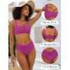 imageANRABESS Womens Bikini Set Tummy Control Push Up Two Piece Swimsuit 2025 Front Ruched Adjustable Strap Mid Waist Bathing SuitHot Pink