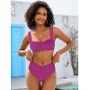 imageANRABESS Womens Bikini Set Tummy Control Push Up Two Piece Swimsuit 2025 Front Ruched Adjustable Strap Mid Waist Bathing SuitHot Pink