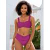 imageANRABESS Womens Bikini Set Tummy Control Push Up Two Piece Swimsuit 2025 Front Ruched Adjustable Strap Mid Waist Bathing SuitHot Pink