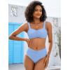 imageANRABESS Womens Bikini Set Tummy Control Push Up Two Piece Swimsuit 2025 Front Ruched Adjustable Strap Mid Waist Bathing SuitLight Blue