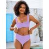 imageANRABESS Womens Bikini Set Tummy Control Push Up Two Piece Swimsuit 2025 Front Ruched Adjustable Strap Mid Waist Bathing SuitLight Purple
