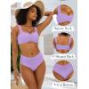 imageANRABESS Womens Bikini Set Tummy Control Push Up Two Piece Swimsuit 2025 Front Ruched Adjustable Strap Mid Waist Bathing SuitLight Purple