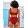 imageANRABESS Womens Bikini Set Tummy Control Push Up Two Piece Swimsuit 2025 Front Ruched Adjustable Strap Mid Waist Bathing SuitRed