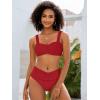 imageANRABESS Womens Bikini Set Tummy Control Push Up Two Piece Swimsuit 2025 Front Ruched Adjustable Strap Mid Waist Bathing SuitRed