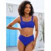 imageANRABESS Womens Bikini Set Tummy Control Push Up Two Piece Swimsuit 2025 Front Ruched Adjustable Strap Mid Waist Bathing SuitRoyal Blue