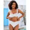 imageANRABESS Womens Bikini Set Tummy Control Push Up Two Piece Swimsuit 2025 Front Ruched Adjustable Strap Mid Waist Bathing SuitWhite