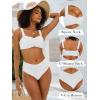 imageANRABESS Womens Bikini Set Tummy Control Push Up Two Piece Swimsuit 2025 Front Ruched Adjustable Strap Mid Waist Bathing SuitWhite