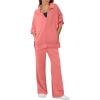 imageANRABESS Women 2 Piece Outfits Lounge Sets Oversized Sweatshirt Wide Leg Pants 2025 Fall Casual Sweatsuits Travel Clothes SetCoral