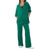 imageANRABESS Women 2 Piece Outfits Lounge Sets Oversized Sweatshirt Wide Leg Pants 2025 Fall Casual Sweatsuits Travel Clothes SetGreen