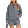 imageANRABESS Women 2 Piece Outfits Sweatshirt Shorts Sets 2024 Oversized Casual Lounge Sweat Set Sweatsuit Workout TracksuitDeep Gray