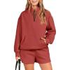 imageANRABESS Women 2 Piece Outfits Sweatshirt Shorts Sets 2024 Oversized Casual Lounge Sweat Set Sweatsuit Workout TracksuitRust