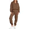 imageANRABESS Women 2 Piece Outfits Sweatsuit Oversized Half Zip Sweatshirt Jogger Sweatpants Tracksuit Lounge Set 2024 ClothesCoffee