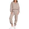 imageANRABESS Women 2 Piece Outfits Sweatsuit Oversized Half Zip Sweatshirt Jogger Sweatpants Tracksuit Lounge Set 2024 ClothesLight Khaki