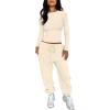imageANRABESS Womens 2 Piece Sweatsuits Long Sleeve Tight Shirt Tops Joggers Fleece Sweatpants Sets 2024 Fall Sweat Lounge OutfitsApricot