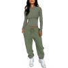 imageANRABESS Womens 2 Piece Sweatsuits Long Sleeve Tight Shirt Tops Joggers Fleece Sweatpants Sets 2024 Fall Sweat Lounge OutfitsArmy Green