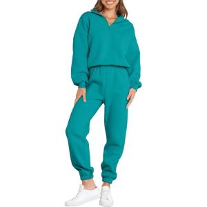 imageANRABESS Women 2 Piece Outfits Sweatsuit Oversized Half Zip Sweatshirt Jogger Sweatpants Tracksuit Lounge Set 2024 ClothesLake