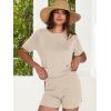 imageANRABESS Women Summer 2 Piece Outfits Knit Short Sets Casual Sweater Top ampamp Shorts Matching Lounge Set 2025 Beach ClothesApricot
