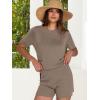 imageANRABESS Women Summer 2 Piece Outfits Knit Short Sets Casual Sweater Top ampamp Shorts Matching Lounge Set 2025 Beach ClothesCamel