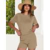 imageANRABESS Women Summer 2 Piece Outfits Knit Short Sets Casual Sweater Top ampamp Shorts Matching Lounge Set 2025 Beach ClothesLight Khaki