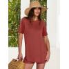 imageANRABESS Women Summer 2 Piece Outfits Knit Short Sets Casual Sweater Top ampamp Shorts Matching Lounge Set 2025 Beach ClothesRust
