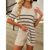 imageANRABESS Women Summer 2 Piece Outfits Knit Short Sets Casual Sweater Top ampamp Shorts Matching Lounge Set 2025 Beach ClothesStriped Beige