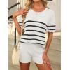 imageANRABESS Women Summer 2 Piece Outfits Knit Short Sets Casual Sweater Top ampamp Shorts Matching Lounge Set 2025 Beach ClothesStriped Black