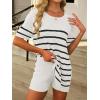 imageANRABESS Women Summer 2 Piece Outfits Knit Short Sets Casual Sweater Top ampamp Shorts Matching Lounge Set 2025 Beach ClothesStriped Black