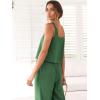 imageANRABESS Womens 2 Piece Outfits Linen Pants Jumpsuit Matching Lounge Set Casual Summer Beach Vacation Trendy Clothes Grass Large