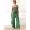 imageANRABESS Womens 2 Piece Outfits Linen Pants Jumpsuit Matching Lounge Set Casual Summer Beach Vacation Trendy Clothes Grass Large