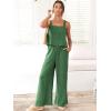 imageANRABESS Womens 2 Piece Outfits Linen Pants Jumpsuit Matching Lounge Set Casual Summer Beach Vacation Trendy Clothes Grass Large