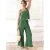 imageANRABESS Womens 2 Piece Outfits Linen Pants Jumpsuit Matching Lounge Set Casual Summer Beach Vacation Trendy Clothes Grass Large